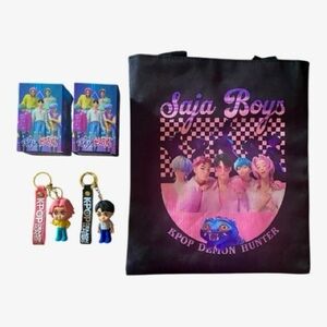 NWT-Saja Boys K-Pop Demon Hunter Tote Bag and Keychains